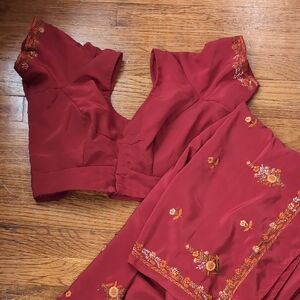 Red Saree/Sari and blouse